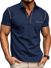 Men's Classic Polo Shirt with Contrast Stitching Navy / S