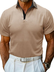 Men's Classic Textured Golf Polo Shirt Khaki / S