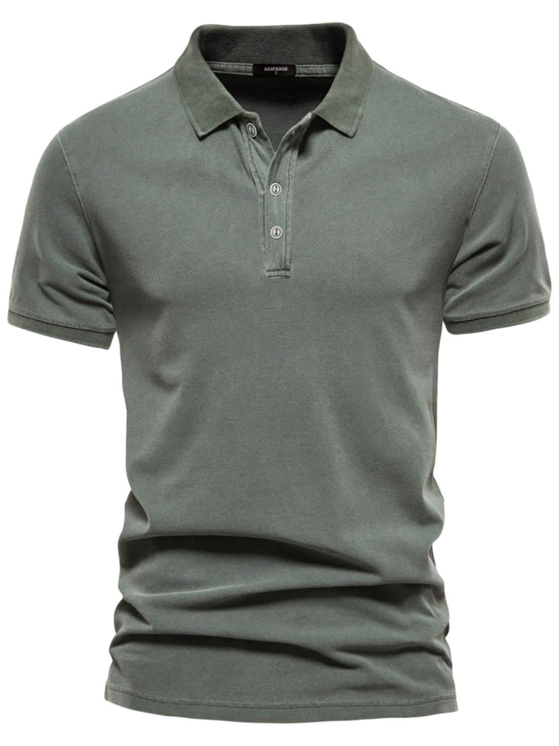 Men's Collared Neck Button Detail Short Sleeve Polo Sage / 2XL