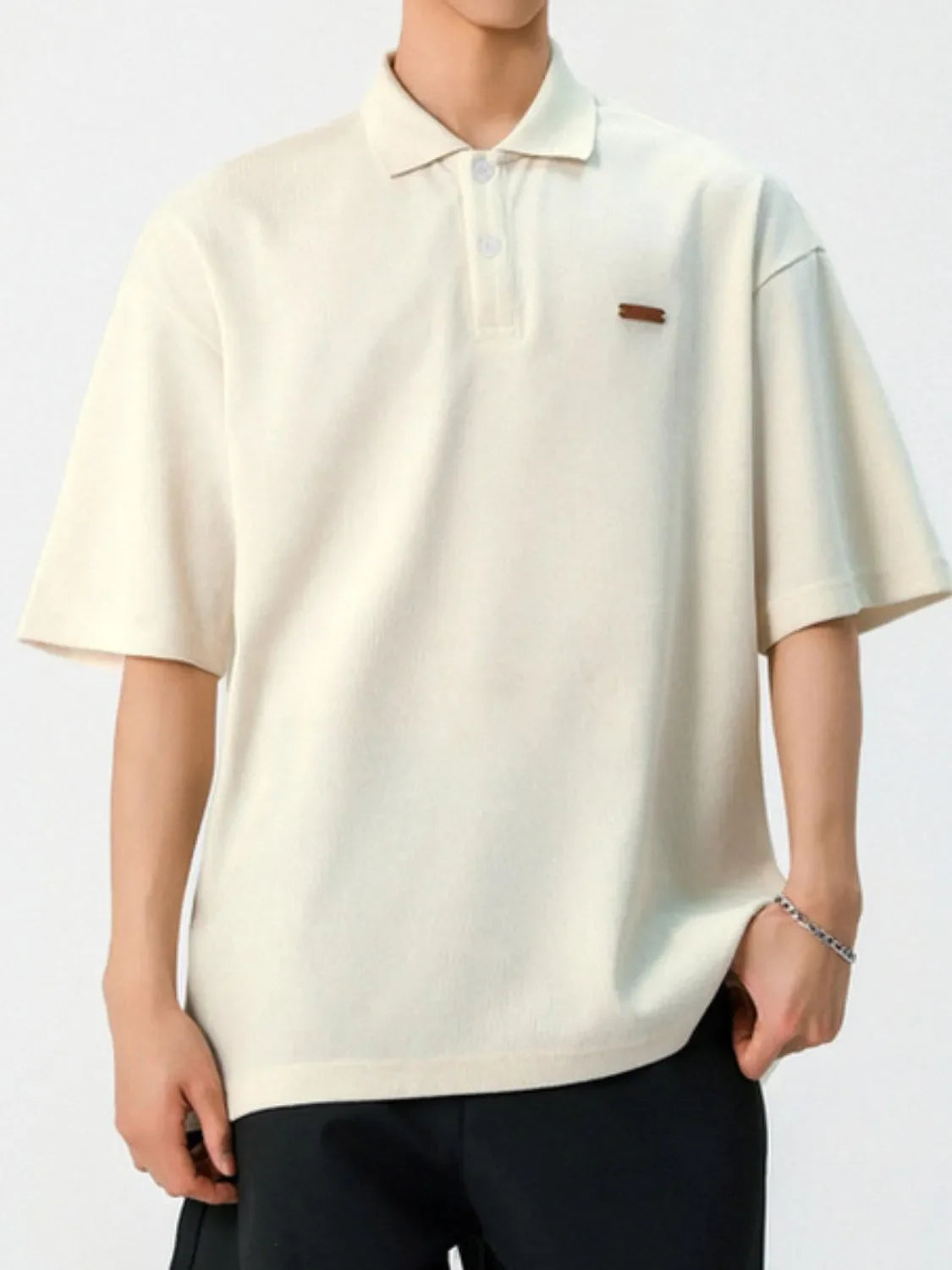 Men's Collared Neck Half Sleeve Polo Beige / M