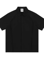 Men's Collared Neck Short Sleeve Shirt Black / M