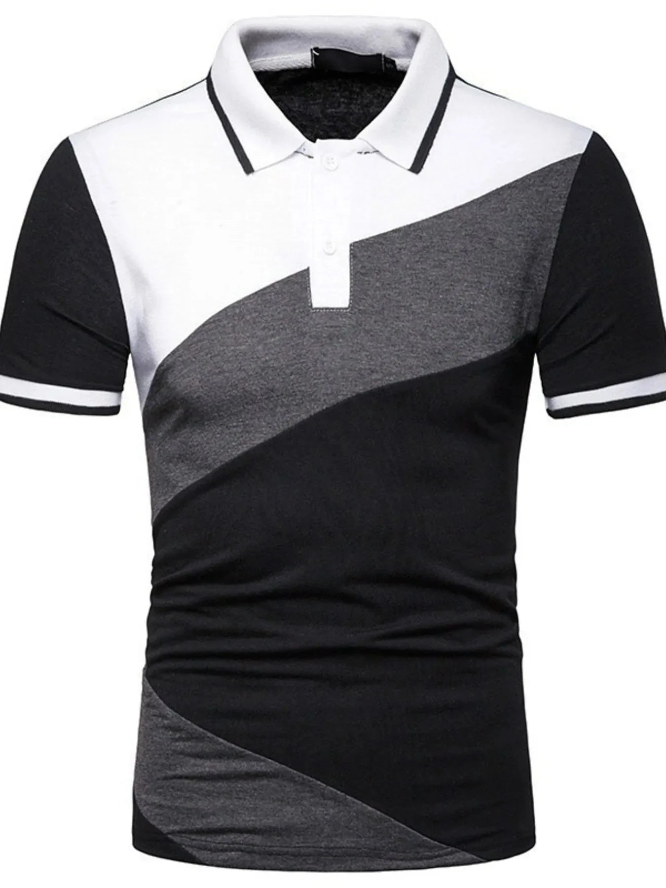 Men's Color Block Short Sleeve Polo Black / S