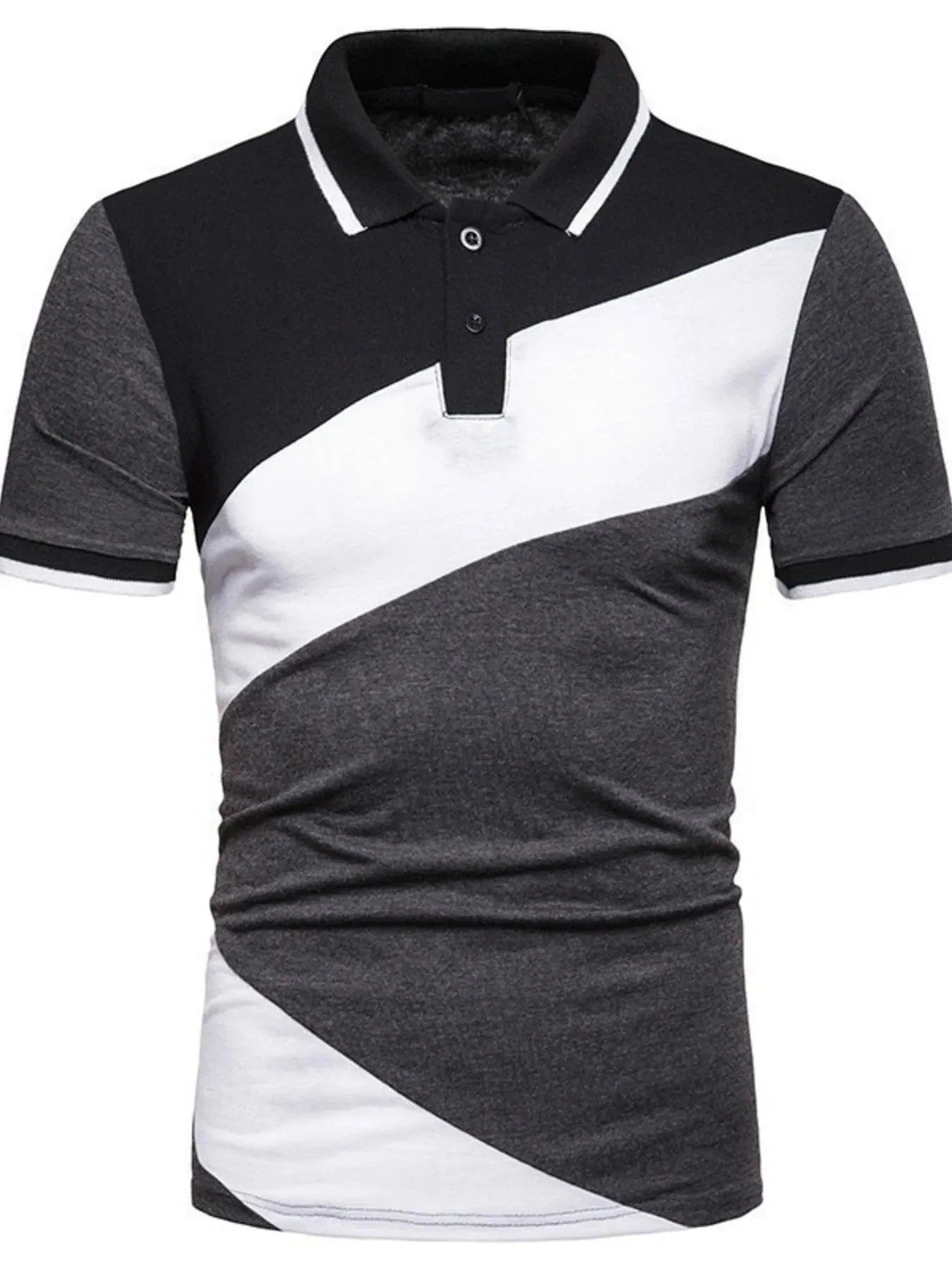 Men's Color Block Short Sleeve Polo Dark Gray / S