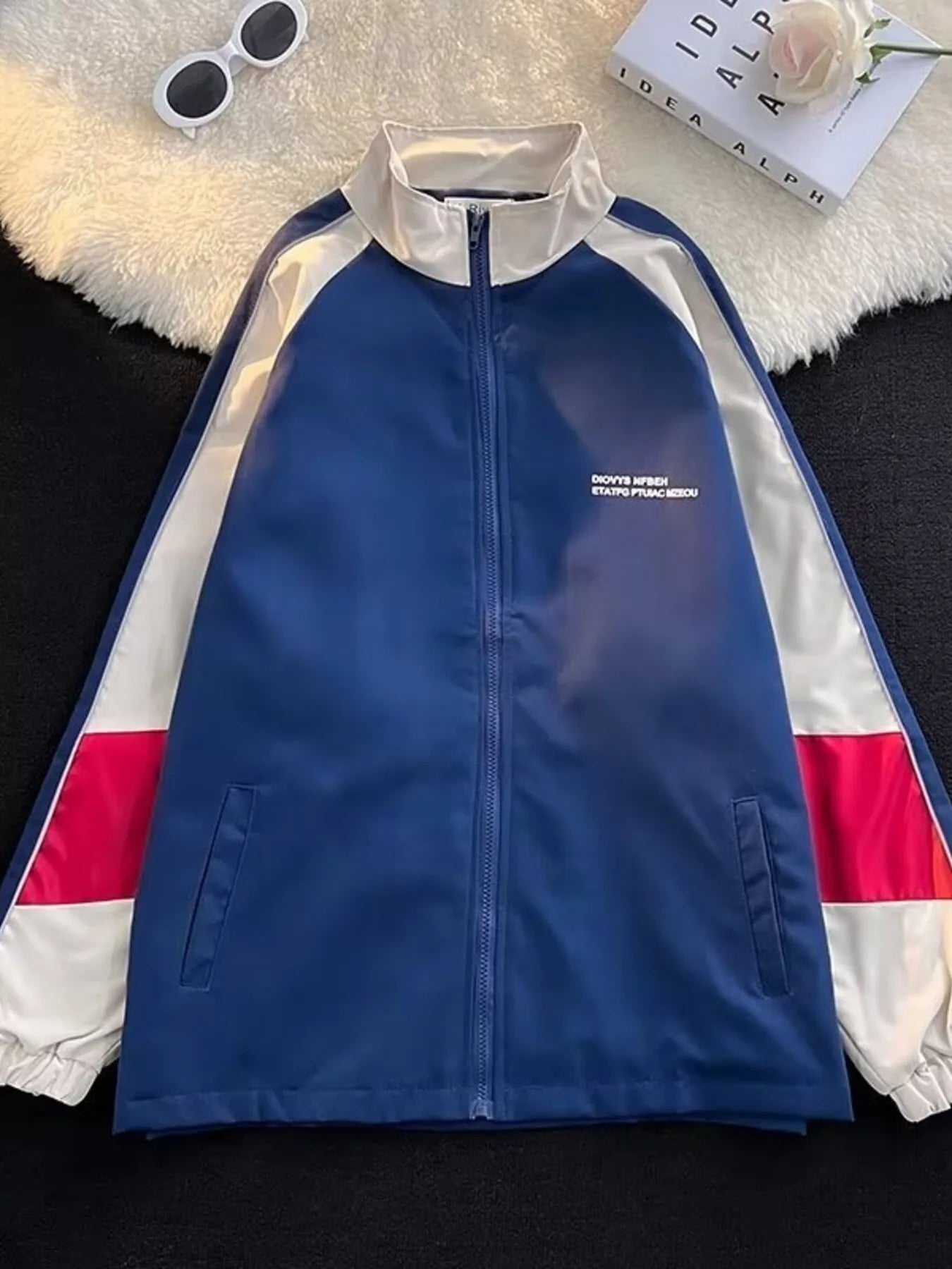 Men's Color Block Zip Up Jacket Blue / S