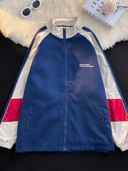 Men's Color Block Zip Up Jacket Blue / S