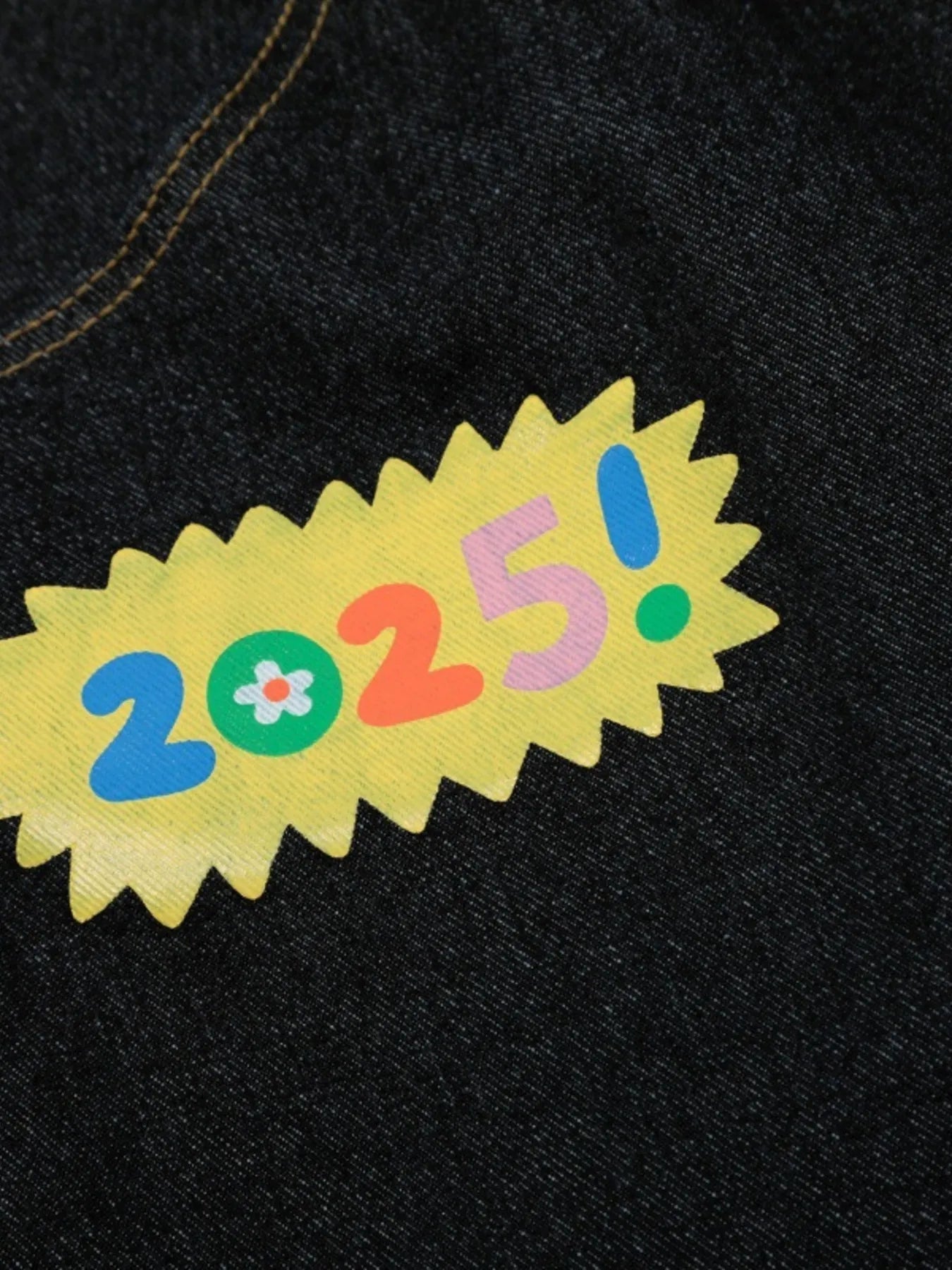 Men's Colorful Letter Graphic Bermuda Denim Shorts