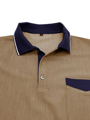 Men's Contrast Collar Pocket Polo Shirt