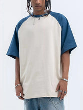 Men's Contrast Round Neck Half Sleeve T-Shirt Apricot / S