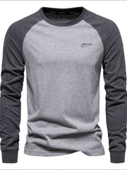 Men's Contrast Round Neck Raglan Sleeve T-Shirt Gray / S