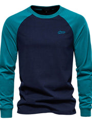 Men's Contrast Round Neck Raglan Sleeve T-Shirt Navy / S