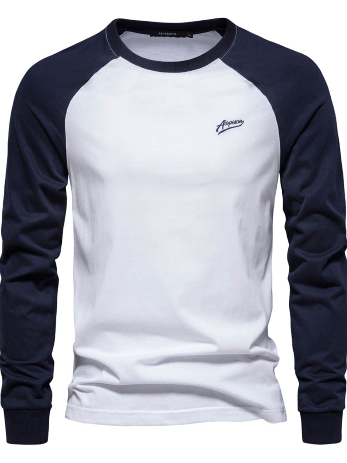 Men's Contrast Round Neck Raglan Sleeve T-Shirt White / S