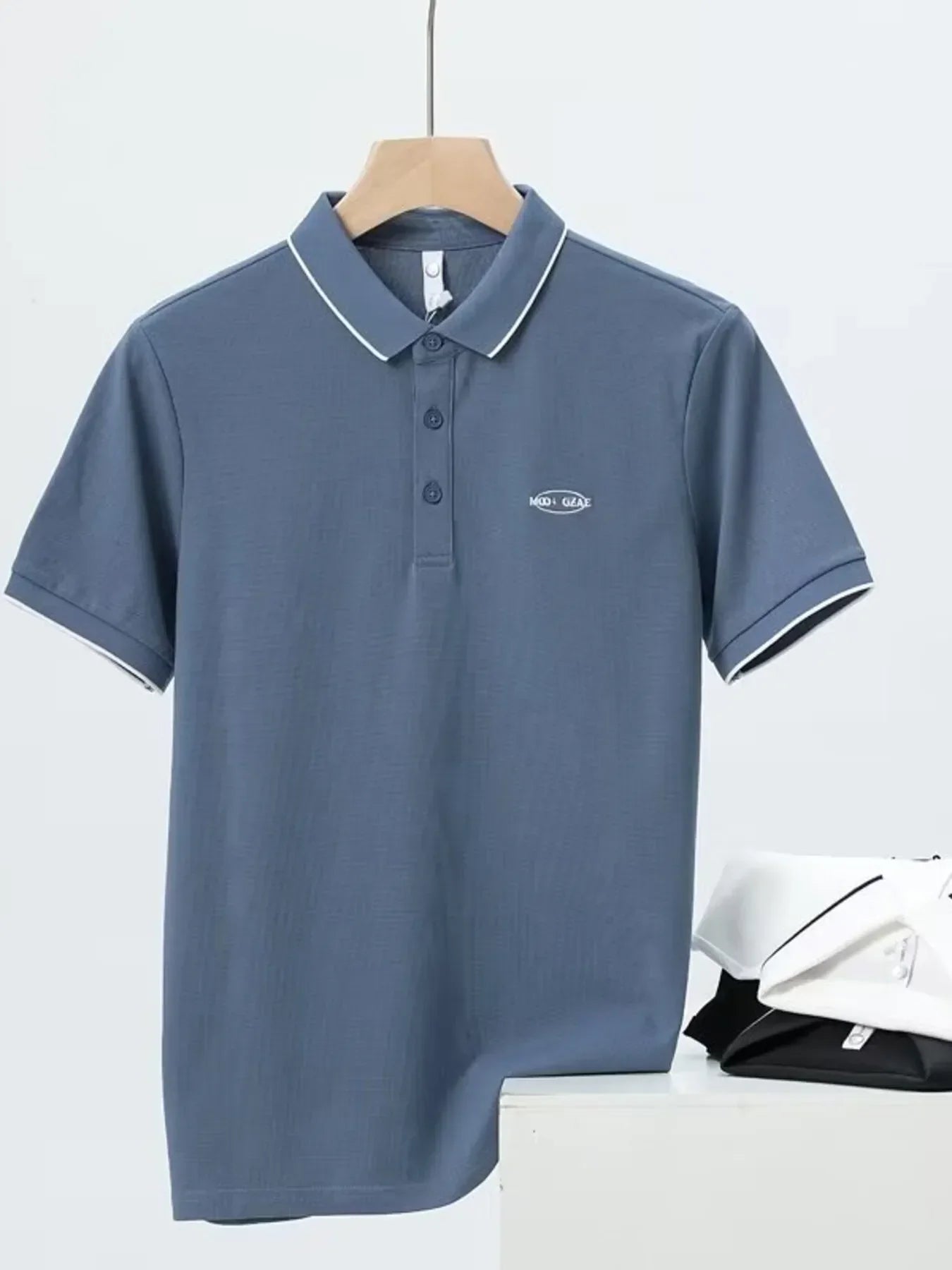 Men's Contrast Trim Short Sleeve Polo Blue / M