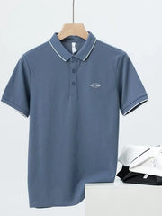 Men's Contrast Trim Short Sleeve Polo Blue / M