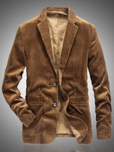 Men's Corduroy Button Up Casual Blazer Coffee / M