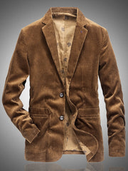Men's Corduroy Button Up Casual Blazer Coffee / M