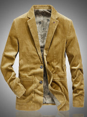 Men's Corduroy Button Up Casual Blazer Khaki / M
