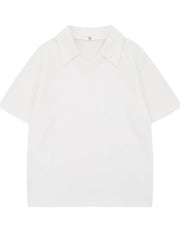 Men's Detachable Collar Short Sleeve Top White / S