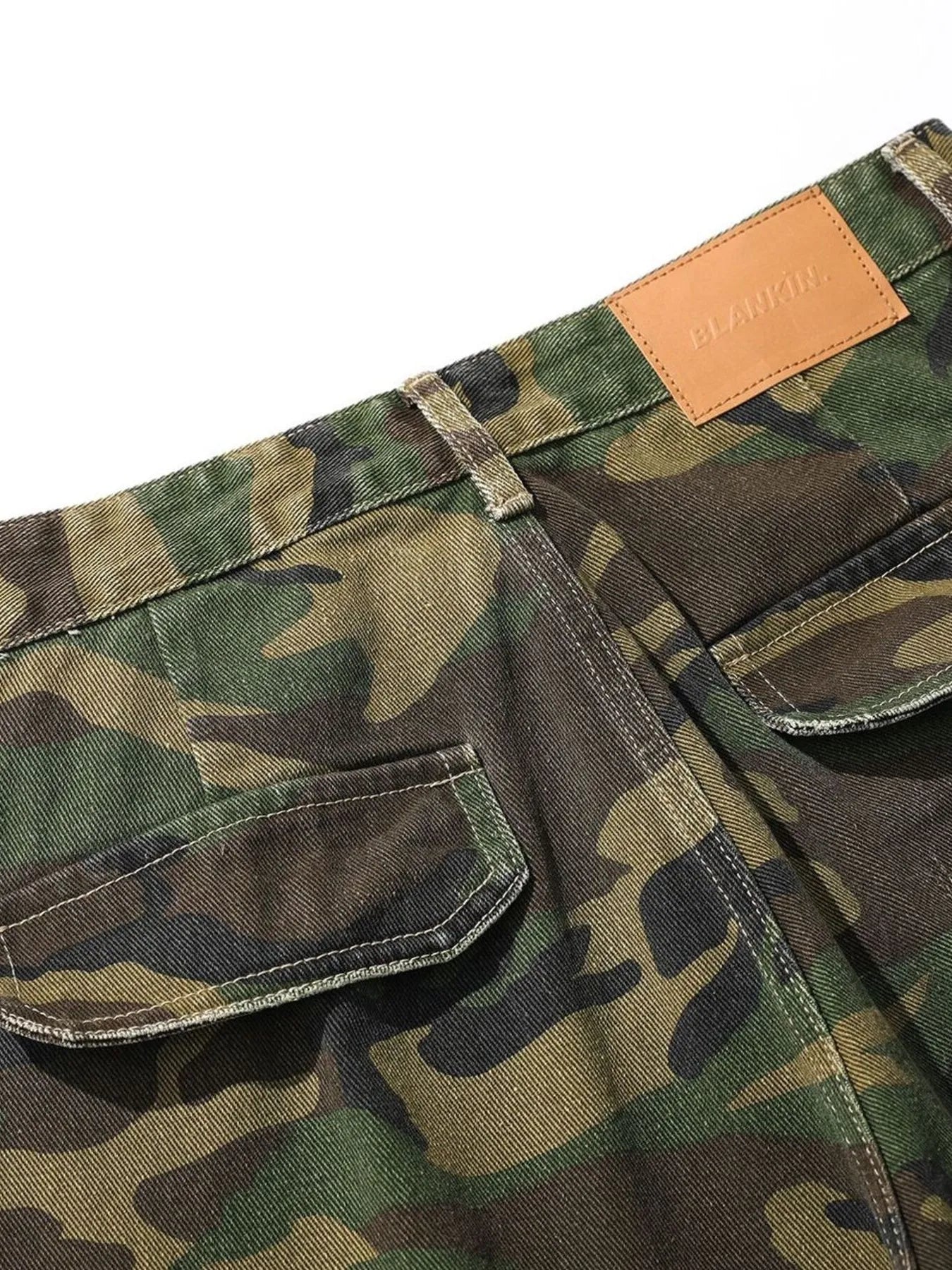 Men's Distressed Camouflage Cargo Denim Shorts