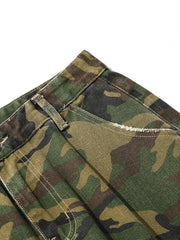 Men's Distressed Camouflage Cargo Denim Shorts