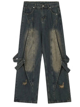 Men's Distressed Cargo Wide Leg Jeans Nostalgic Blue / S