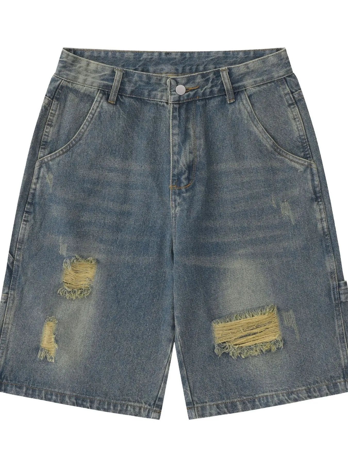 Men's Distressed High-Waist Denim Shorts Light Blue / S