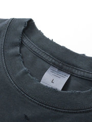 Men's Distressed Round Neck Short Sleeve T-Shirt