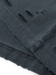 Men's Distressed Round Neck Short Sleeve T-Shirt