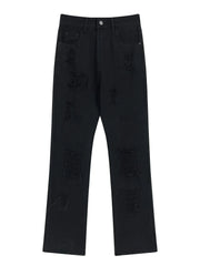 Men's Distressed Straight Leg Jeans Black / S