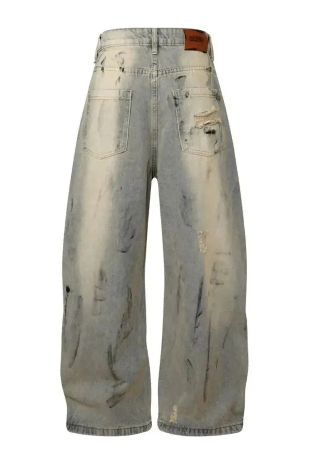 Men's Distressed Striped Wide Leg Jeans
