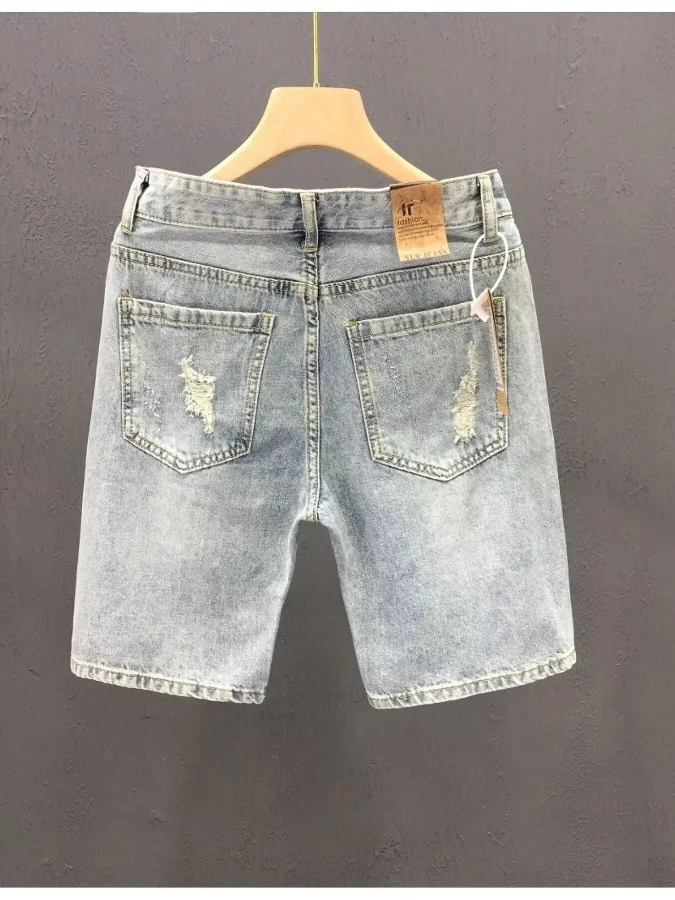 Men's Distressed Wash Denim Shorts