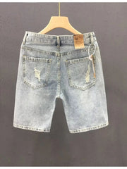 Men's Distressed Wash Denim Shorts