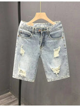 Men's Distressed Wash Denim Shorts Light Blue / 28