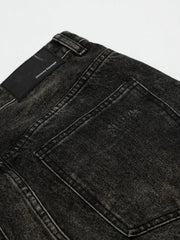 Men's Distressed Washed Straight Jeans