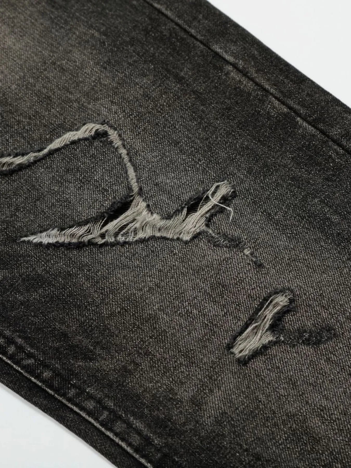 Men's Distressed Washed Straight Jeans
