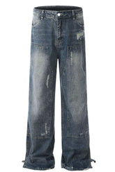 Men's Distressed Wide Leg Jeans Blue / XS