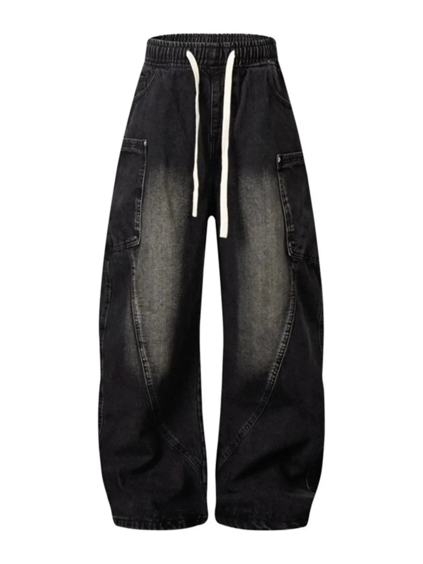 Men's Drawstring Cargo Jeans Nostalgic Black / M