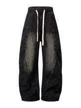 Men's Drawstring Cargo Jeans Nostalgic Black / M
