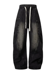 Men's Drawstring Cargo Jeans Nostalgic Black / M