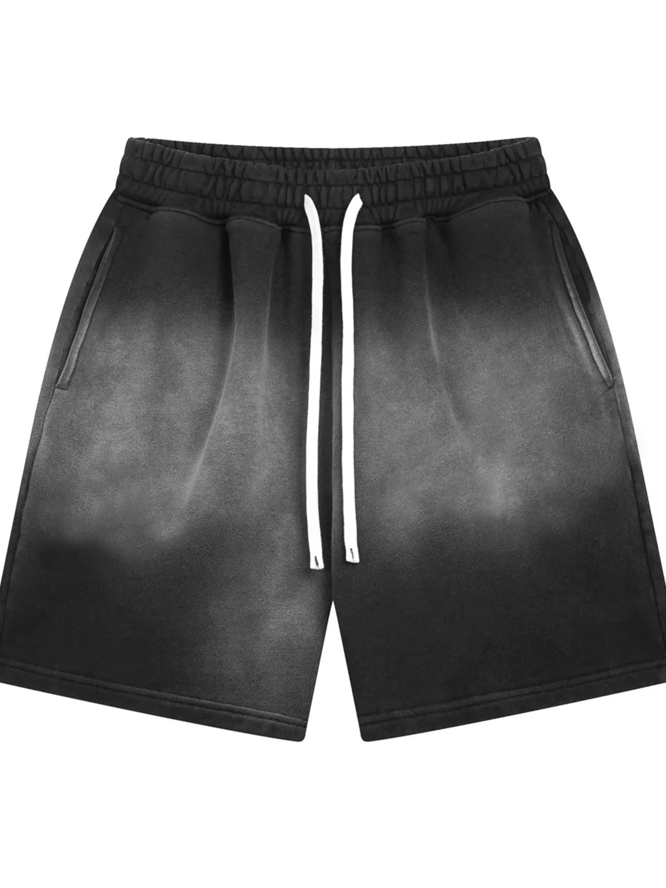 Men's Drawstring Gradient Shorts Spray Dye Black / S