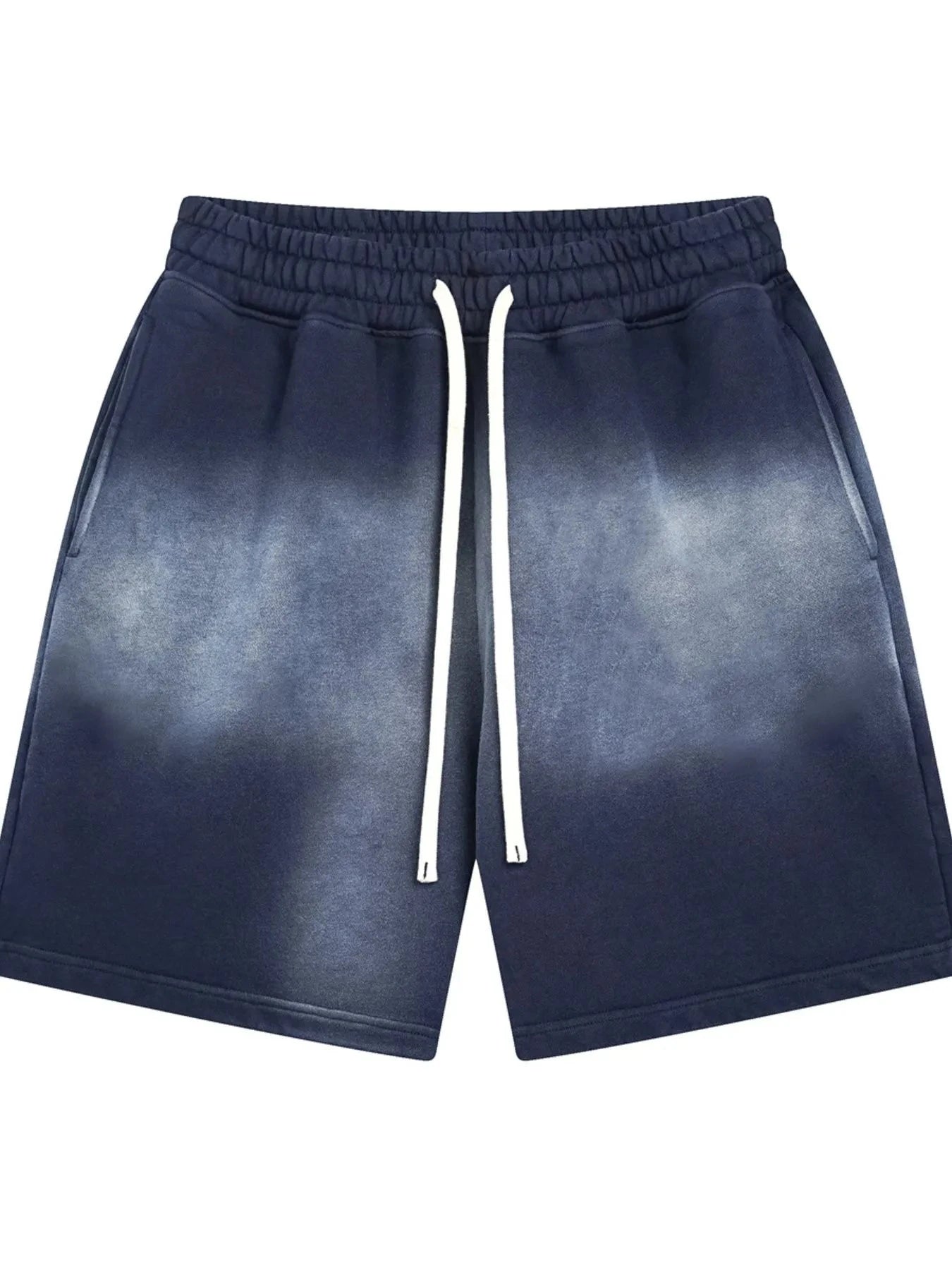 Men's Drawstring Gradient Shorts Spray Dye Navy Blue / S