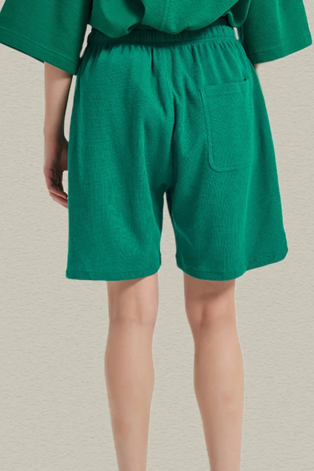 Men's Drawstring Pocketed Shorts Dark Green / S