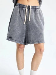 Men's Drawstring Pocketed Shorts Wax Dyed Dark Gray / S