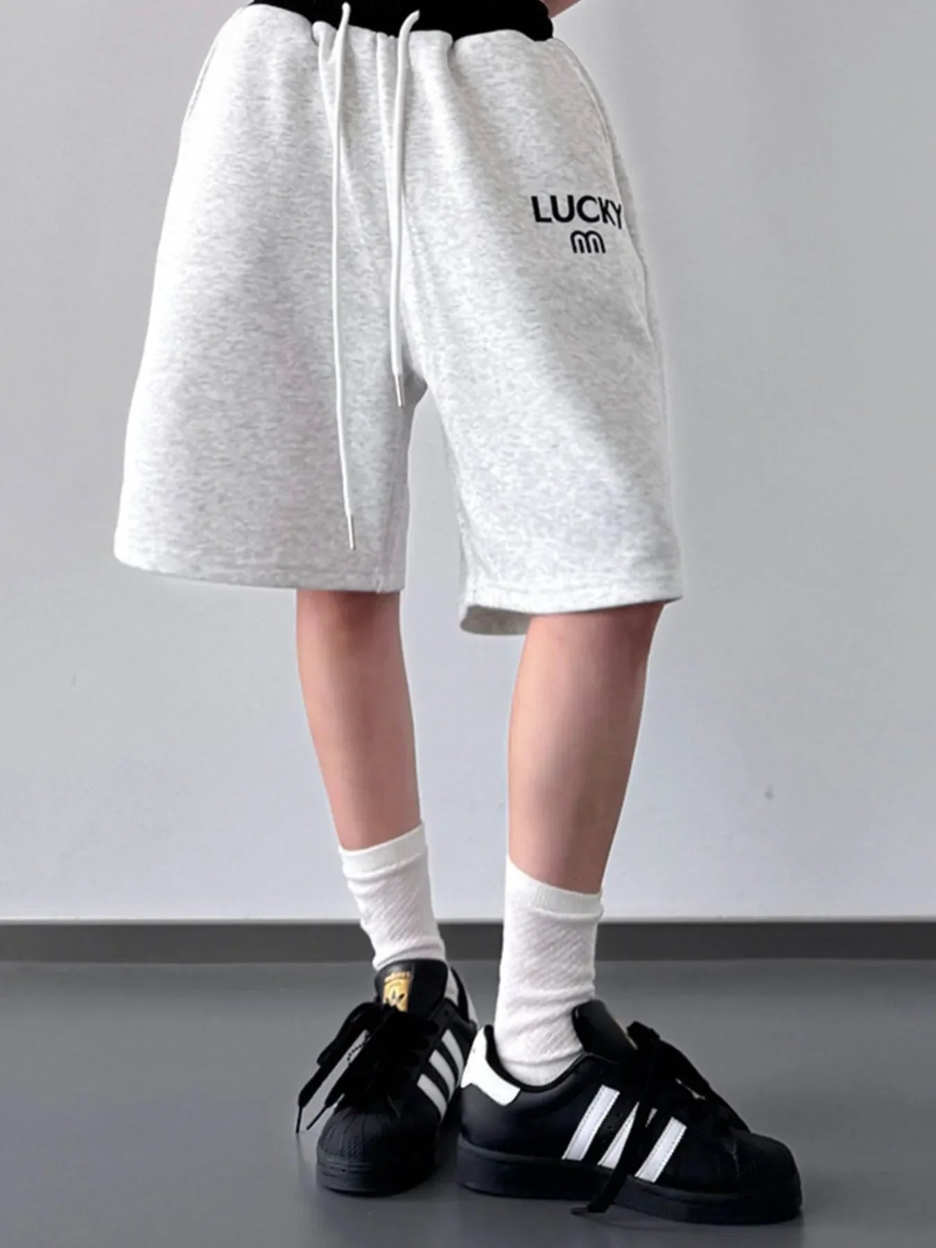 Men's Drawstring Shorts White Flower Ash / S