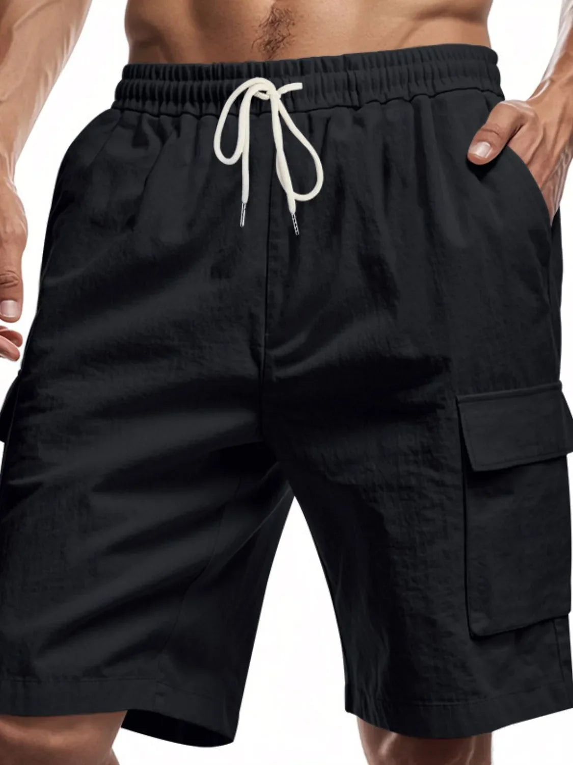 Men's Drawstring Shorts with Pockets Black / S