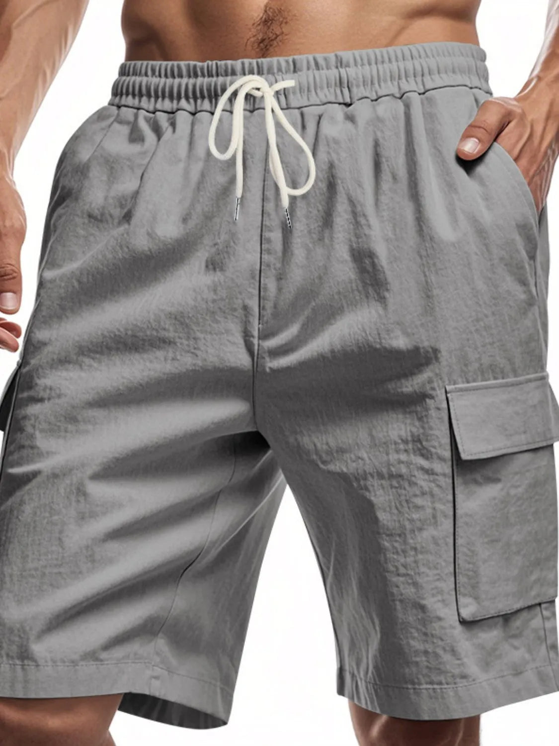 Men's Drawstring Shorts with Pockets Gray / S