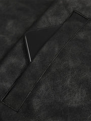Men's Drawstring Washed Zip Up Hooded Jacket