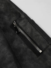 Men's Drawstring Washed Zip Up Hooded Jacket