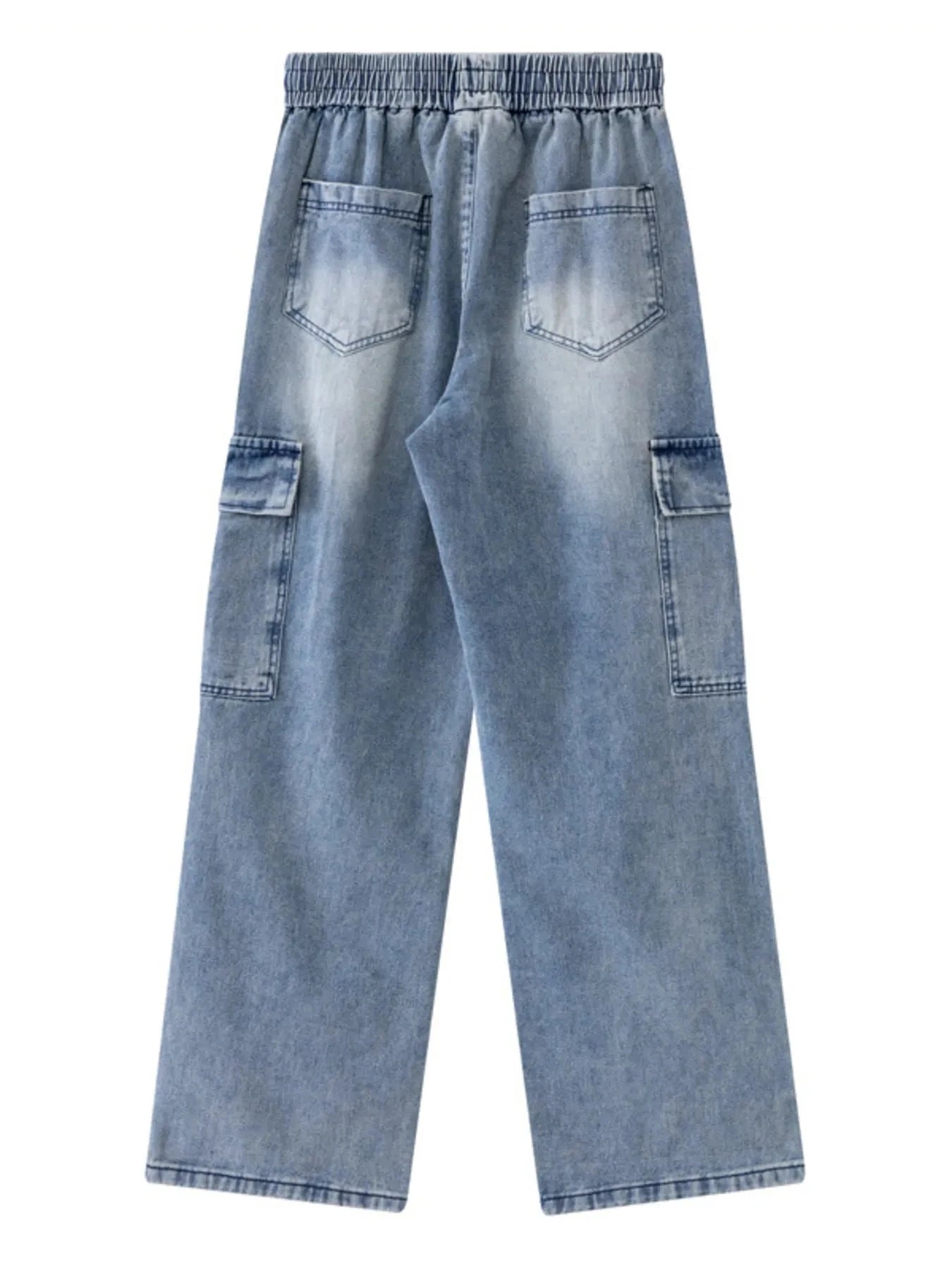 Men's Drawstring Wide Leg Cargo Jeans