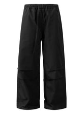 Men's Drawstring Wide Leg Cargo Pants Black / S