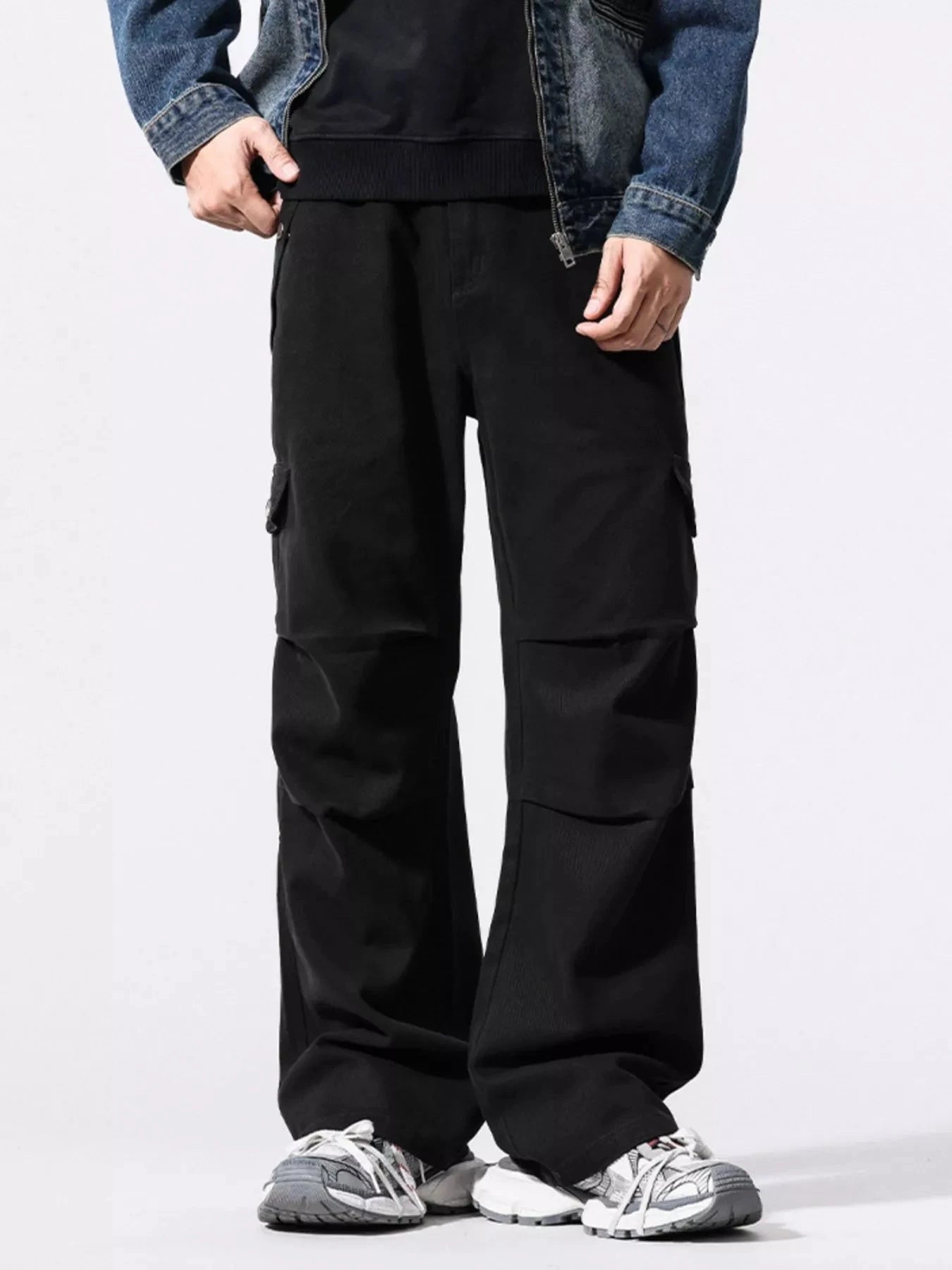 Men's Drawstring Wide Leg Pants Black / S